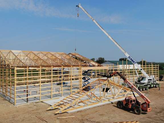 Post frame building construction near Olivet SD