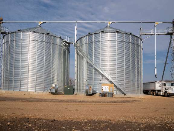 2 GSI grain bins and grain system near Lennox SD